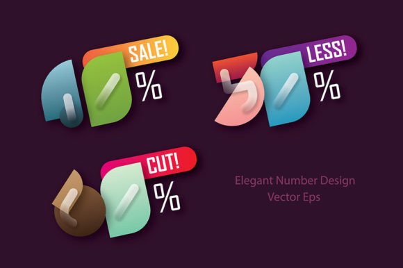 Download 40% 50% 60% Geometric Numbers Style - Premium Bundle
