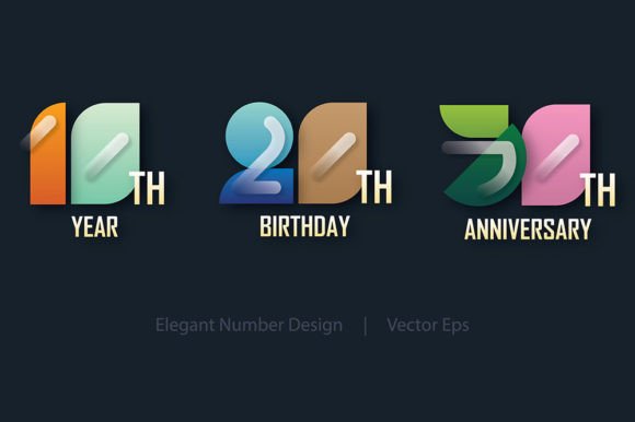 Download 10th 20th 30th Geometric Numbers Style - Premium Bundle