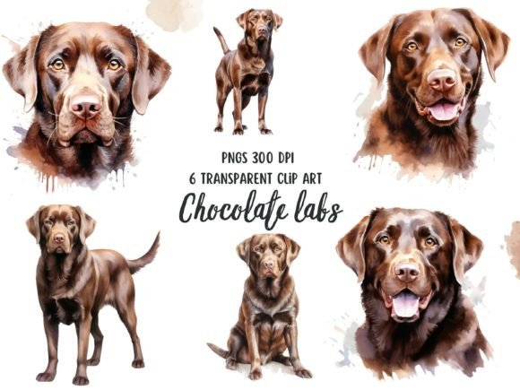 Download Chocolate Labs Watercolor Clipart Set - Chocolate Collection