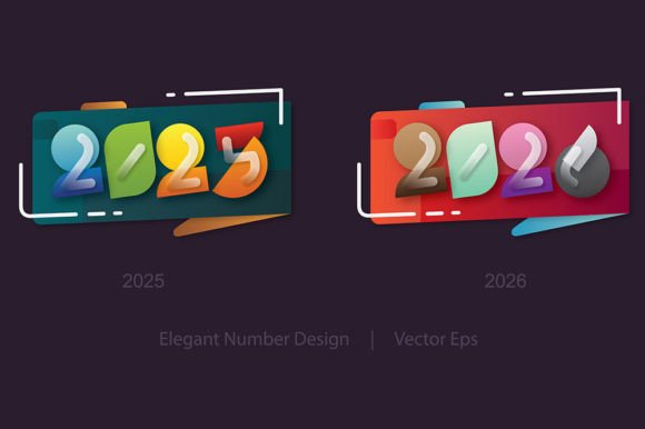 Download 2025 2026 Year Geometric Numbers Style - Premium Resources