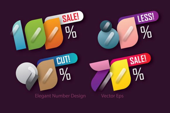 Download 70% 80% 90% 100% Geometric Numbers Style - Premium Bundle